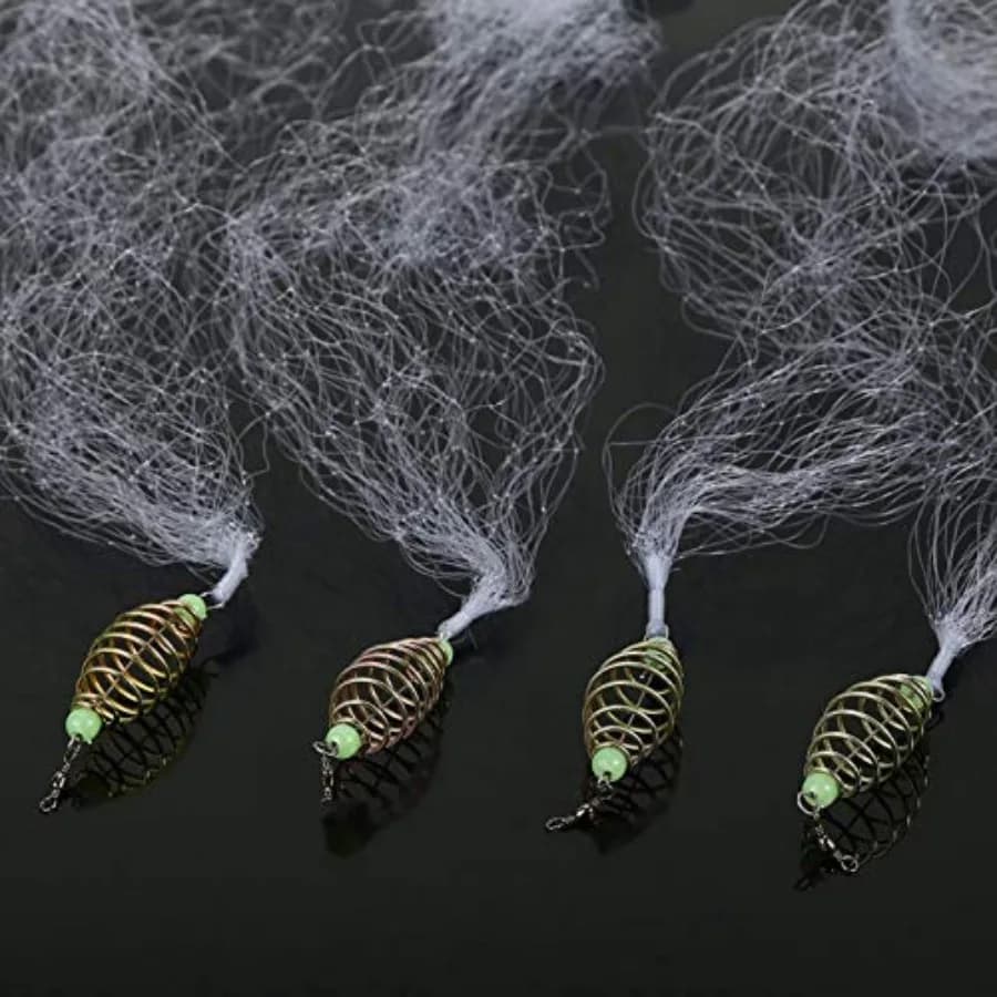 Rete da Pesca a Lancio Manuale per Pesca Notturna all'Aperto con Rete per Esche a 10 Maglie in Nero per Cattura Affidabile