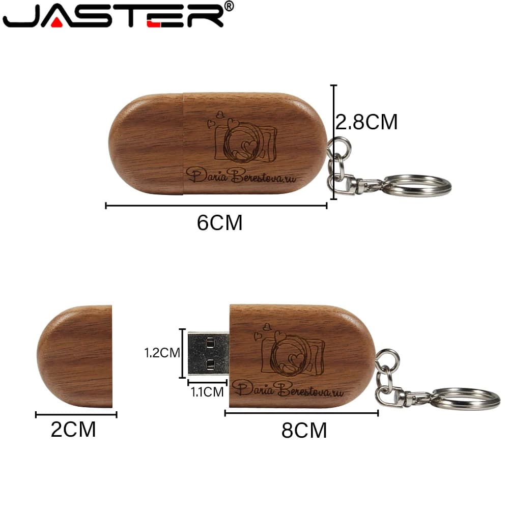 50 pz/lotto Chiavette USB 2.0 in legno da 128GB 64GB, Pen drive con logo personalizzato gratuito e portachiavi, Chiavetta USB aziendale in acero da 32GB 16GB