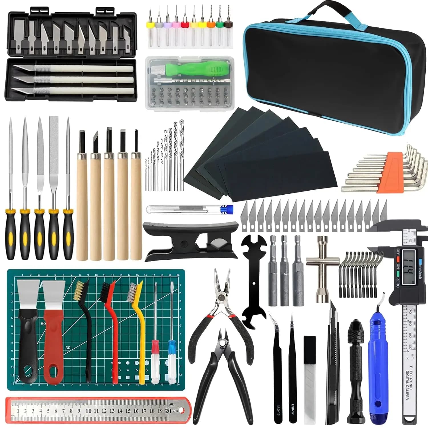 Kit di Strumenti per Stampa 3D da 176 Pezzi con Pulitore Ugelli, Utensile per Sbavatura, Calibro Digitale per Misurazione e Finitura Modelli
