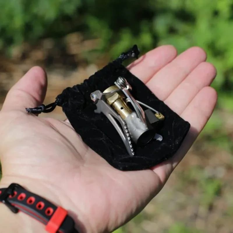 Fornello da esterno a tre fuochi, fornello a tre stelle, attrezzatura da cucina portatile per campeggio e picnic, mini bombola del gas, fornello a gas