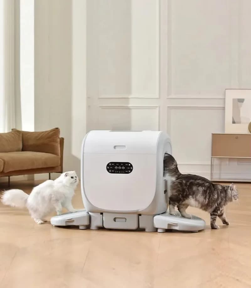 Lettiera automatica intelligente per gatti con ampio spazio da 101 litri, funzione autopulente e controllo tramite APP