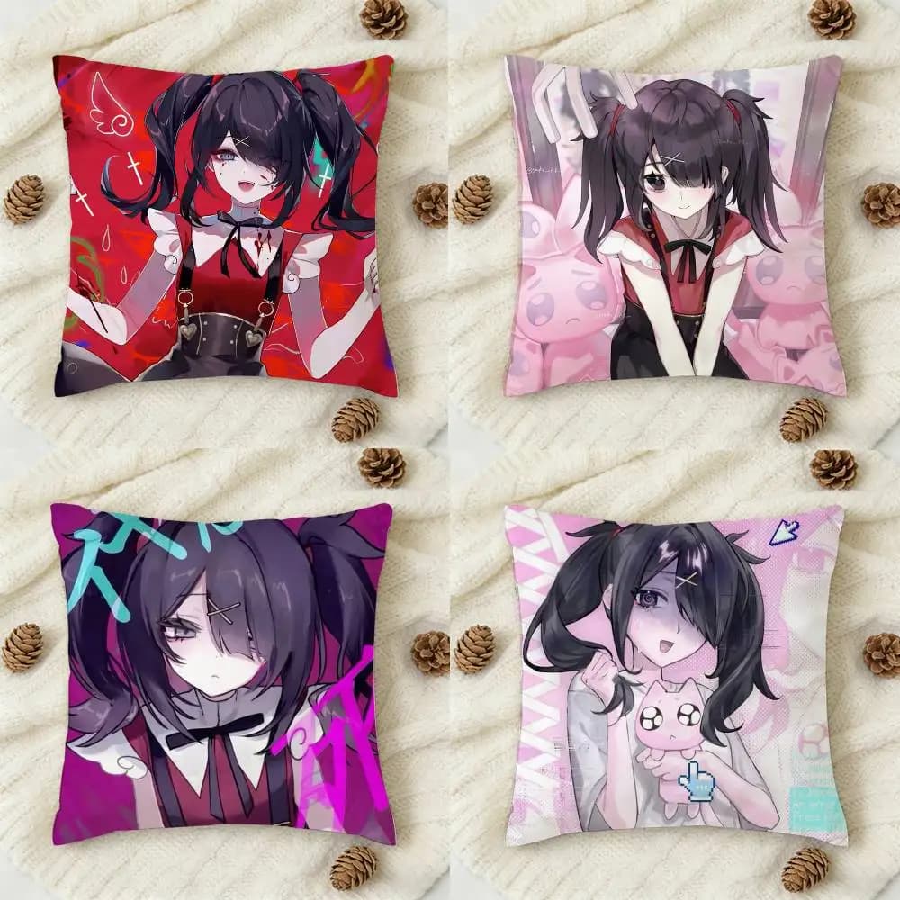 New A-Ame Chan Needy Streamer Overload Double-sided Printed Square Decorative Cushion Cover for Sofa Living Room Home Decor