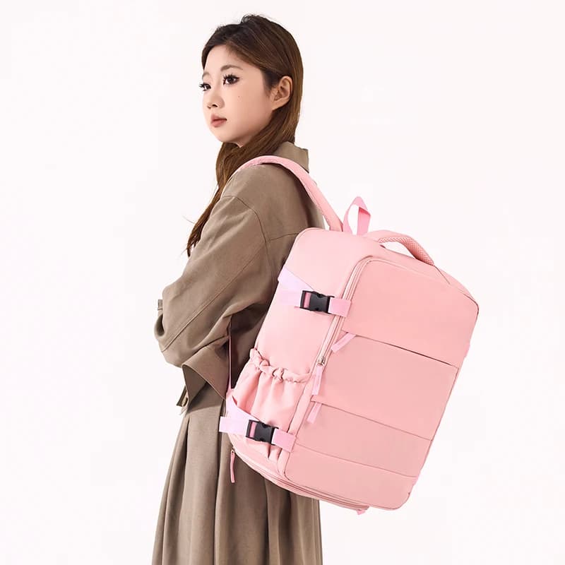 Zaino da donna transfrontaliero di alta gamma, borsa per laptop, zaino da viaggio casual con scomparto per scarpe, compatibile con trolley, adatto per studenti