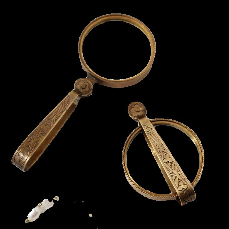 Lente d'ingrandimento 10x in ottone importato con pendolo per lettura per anziani