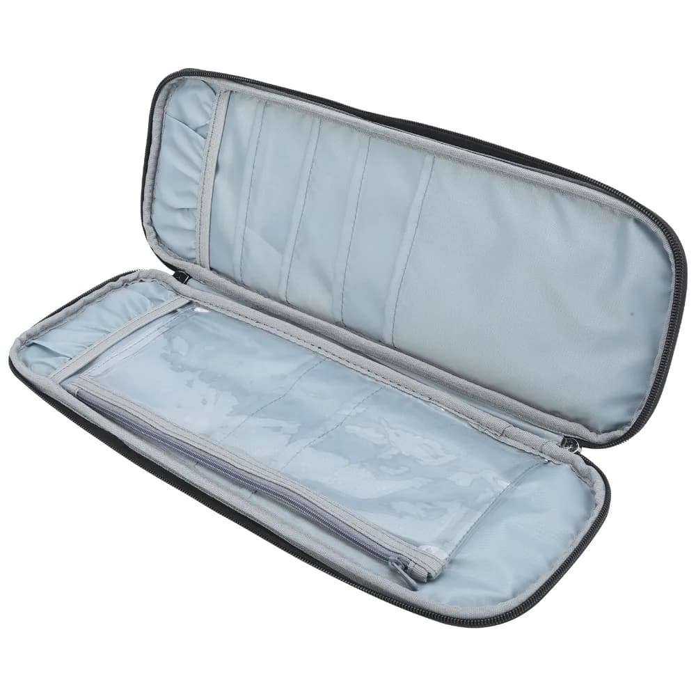 Durable Oxford Cloth Knitting Needle Case Gray Zippered Pouch Crochet Storage Bag Travel Organizer Bag For Crocheters
