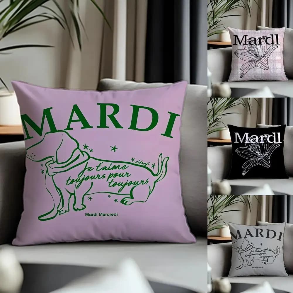 Fodera per cuscino MMardi Mercredied di tendenza, antipolvere, con cerniera invisibile, in morbido peluche, per divano