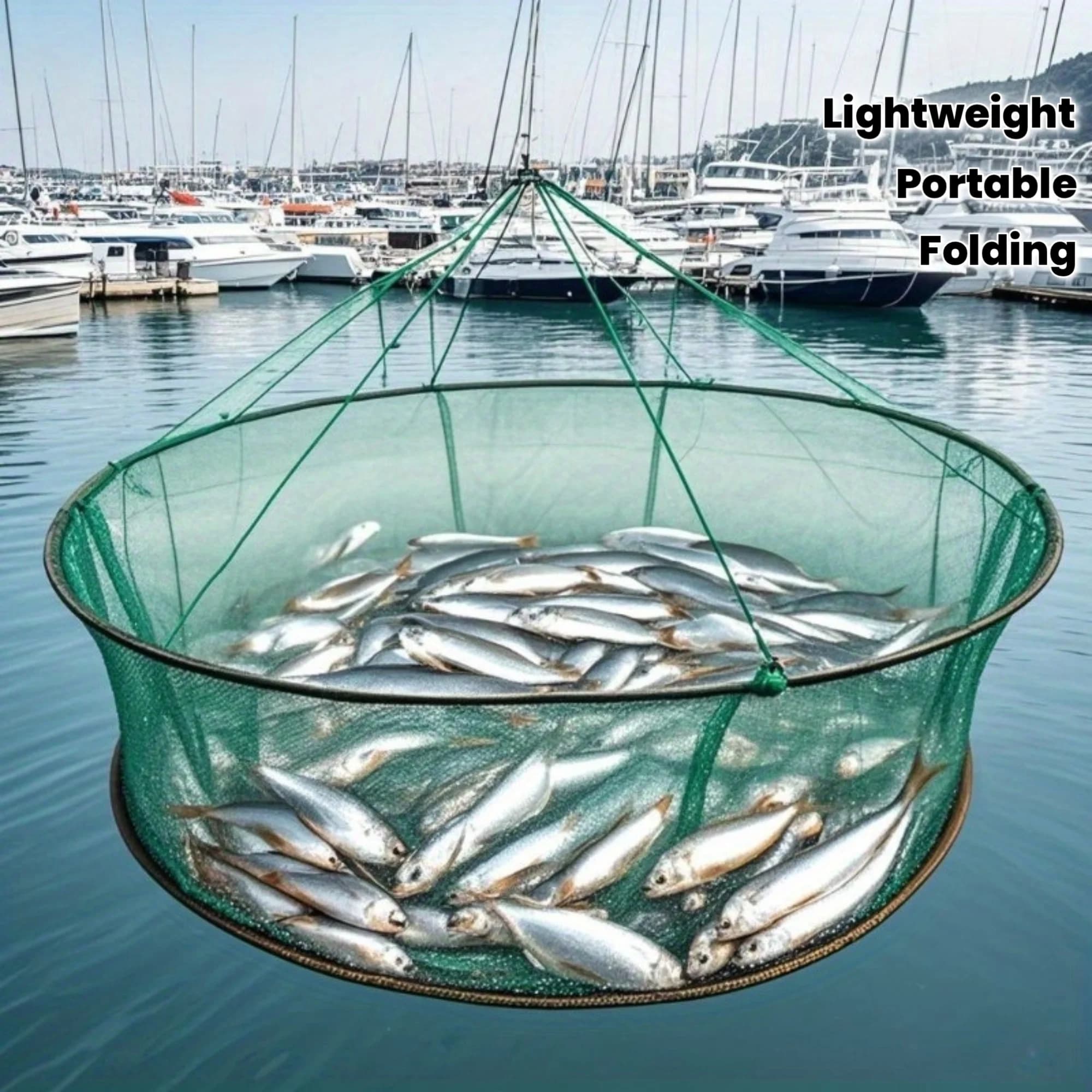 Nuova Rete da Pesca Pieghevole 80/100CM, Gabbia a Lancio Manuale con Bocca Larga per Catturare Pesci, Gamberetti, Granchi, Pesciolini e Aragoste