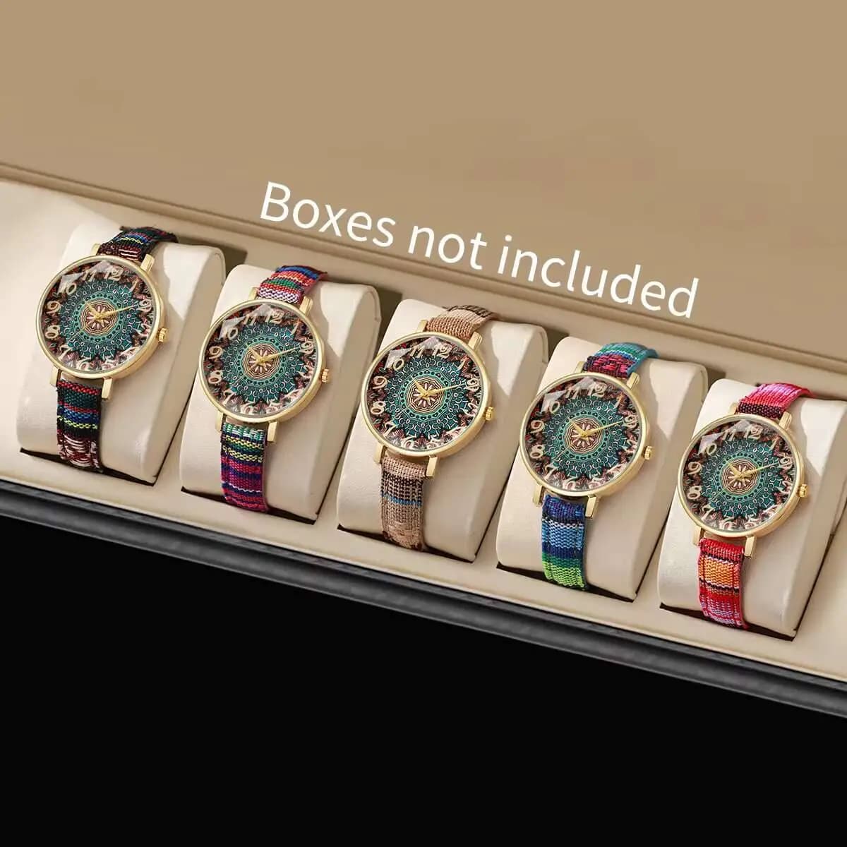 5PCS/Set Fashion Women Watches Vintage Leather Band Ladies Quartz Watch Reloj Mujer（Without Box）