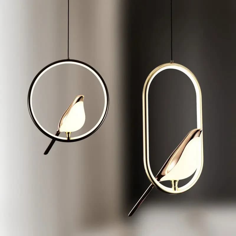 Magpie Pendant Lamp LED Living Room Bedroom Minimalist Elliptical Bedside Chandelier Restaurant Kitchen Circular Lighting Decor