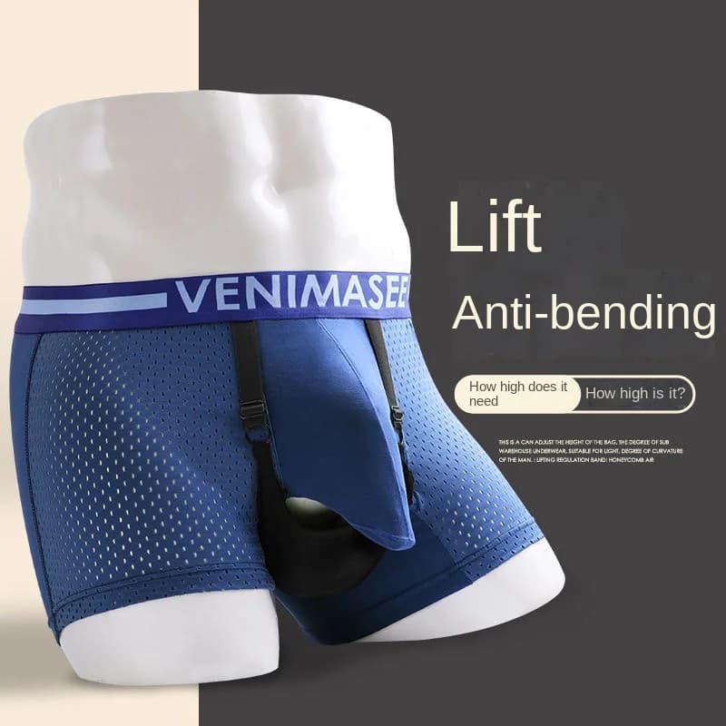 Sacchetto del pene di separazione traspirante in rete da uomo Boxer con foro aperto intimo maschile Sexy Big Bag Underpant Lingerie prolungare il tempo del sesso
