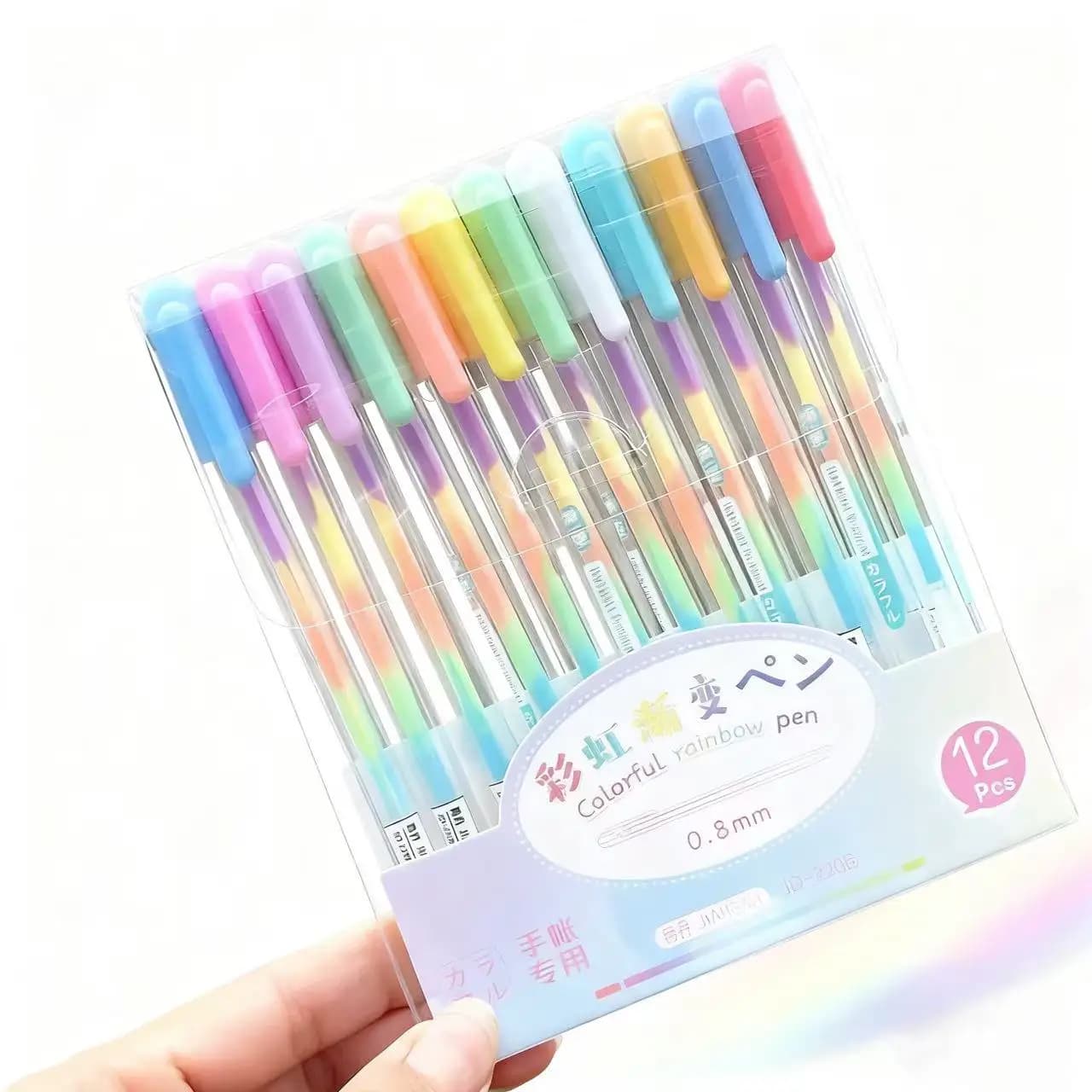Set di 12 Evidenziatori in Gel Multicolore, Pennarelli a Asciugatura Rapida per Scuola, Ufficio, Disegno Artistico e Progetti Creativi