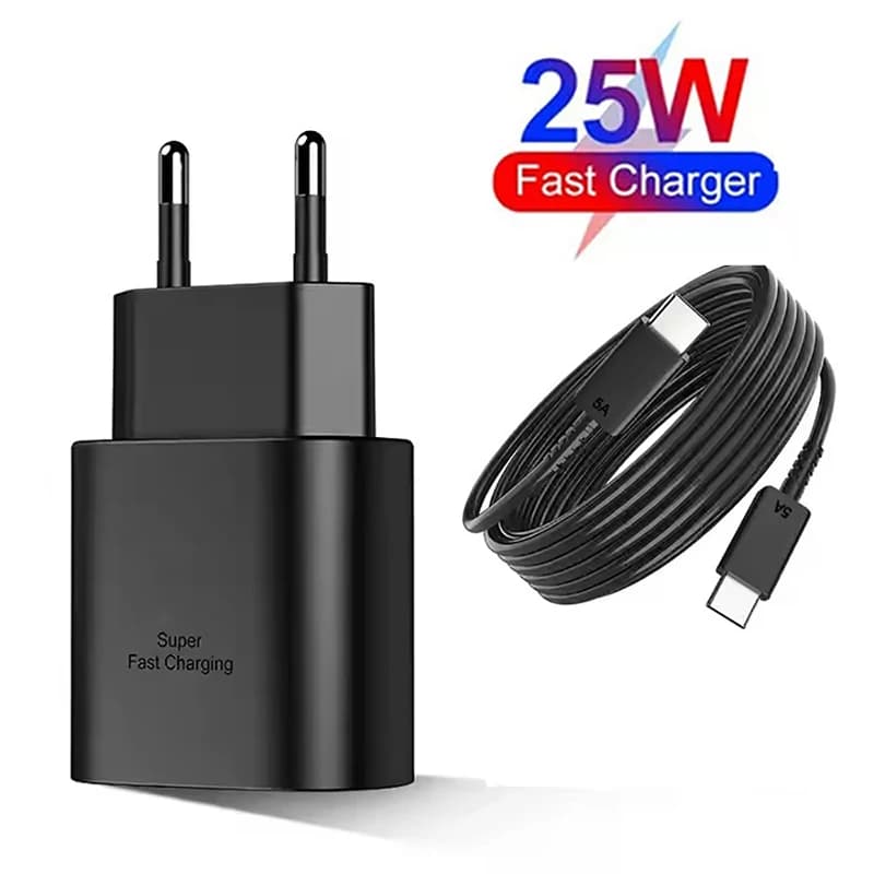 Caricatore USB C PD da 25W super veloce, adattatore di alimentazione da parete USB C, cavo di ricarica rapida da USB C a Type C per Samsung Galaxy S22 S21 S20 Note10