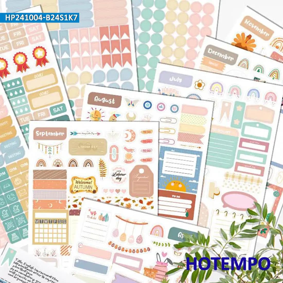 1700 pezzi, Piano dell'anno in stile BOHO, Carino Cartoon Scrapbook, Libro di adesivi Planner, Adatto per telefono, diario, quaderni, cancelleria, lavagna, apprendimento, squadra, lavoro, vetro, Adesivi per laptop