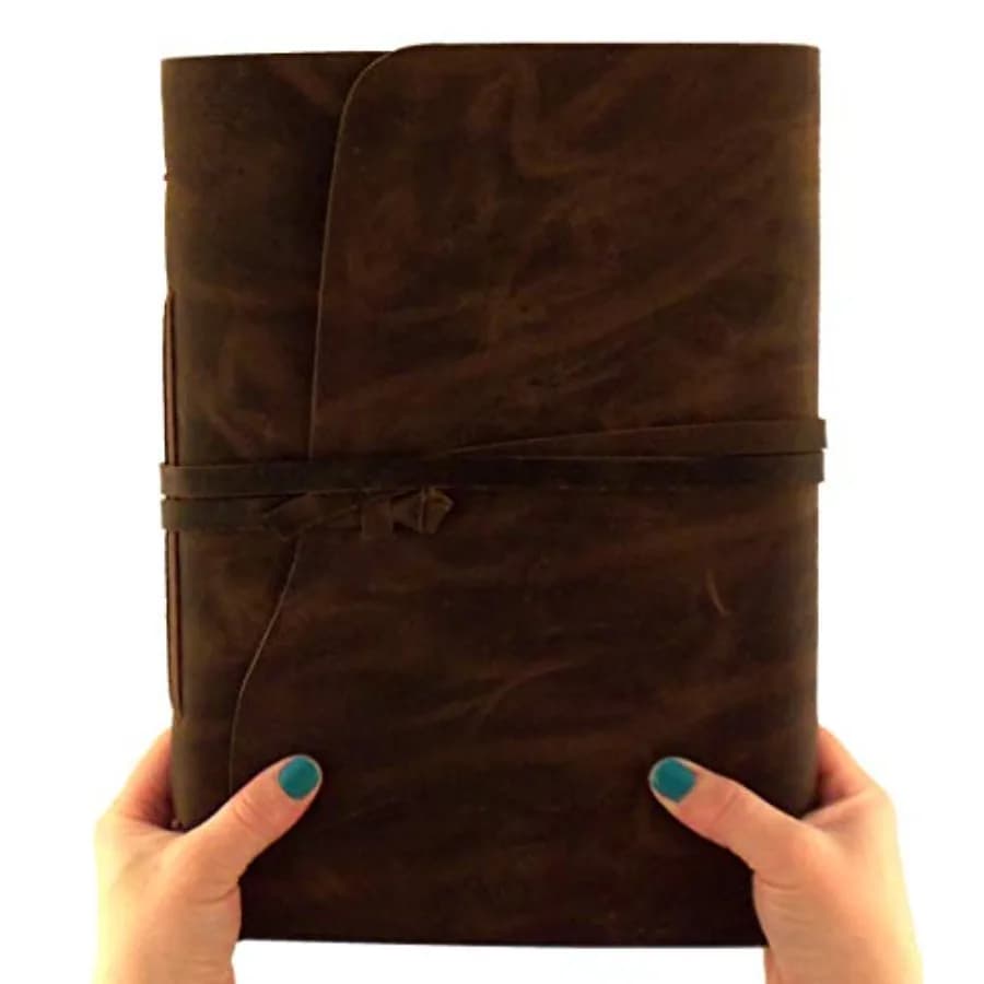 Large Genuine Leather Journal and Sketchbook with Gift Box - 380 Pages - 9 x 12" - Rustic Vintage Style