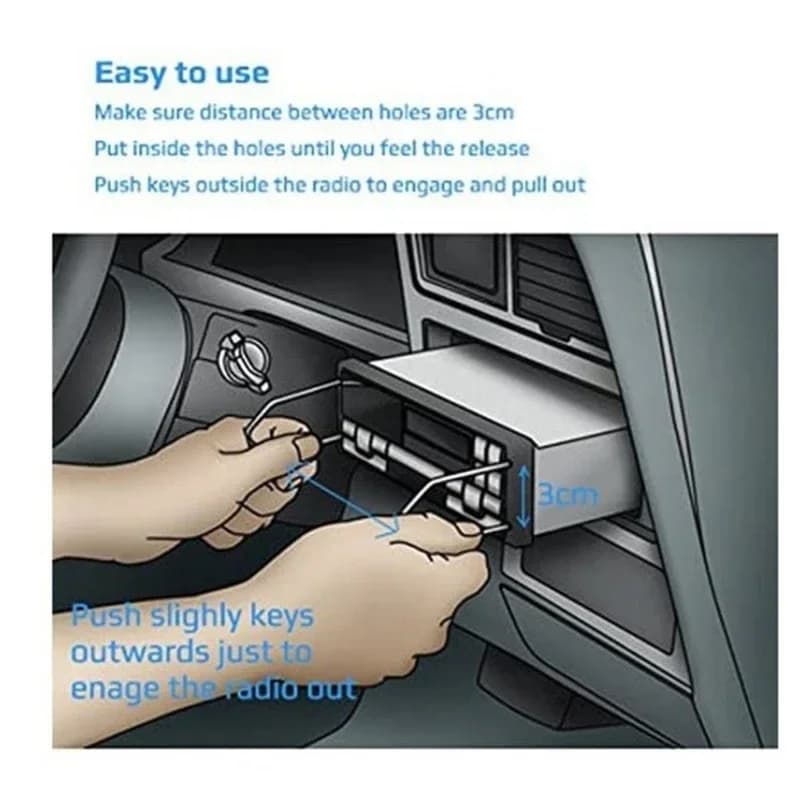 Kit di Strumenti per Rimozione Autoradio, Set di Perni per Estrazione CD, Attrezzo Manuale U/V per Riparazione e Smontaggio Stereo Auto