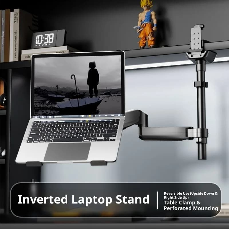Braccio di supporto per monitor portatile regolabile Supporto per doppio schermo Estensore di altezza ergonomico Supporto per morsetto da scrivania pieghevole PC MacBook Office