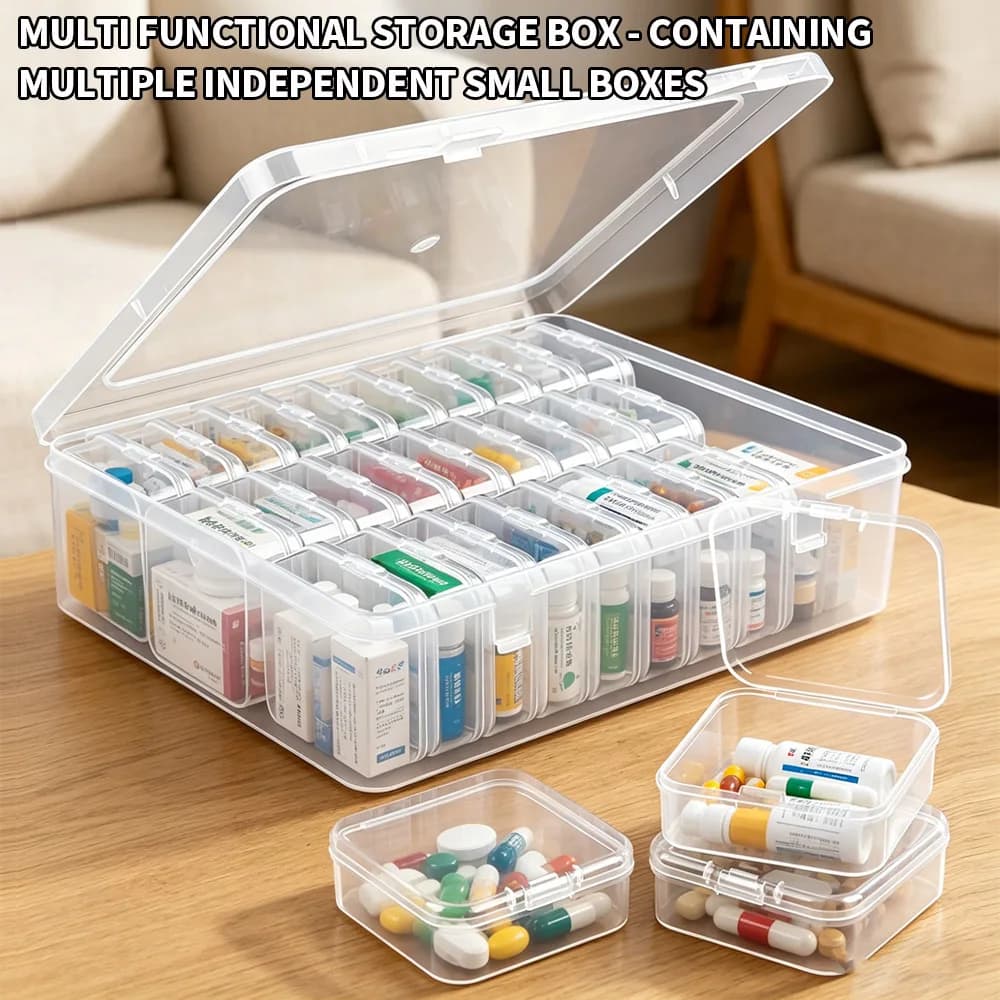 Scatola Portaoggetti Portatile Multi-Scomparto, Contenitori Indipendenti, Organizer da Scrivania per Pillole, Gioielli, Materiali per Artigianato