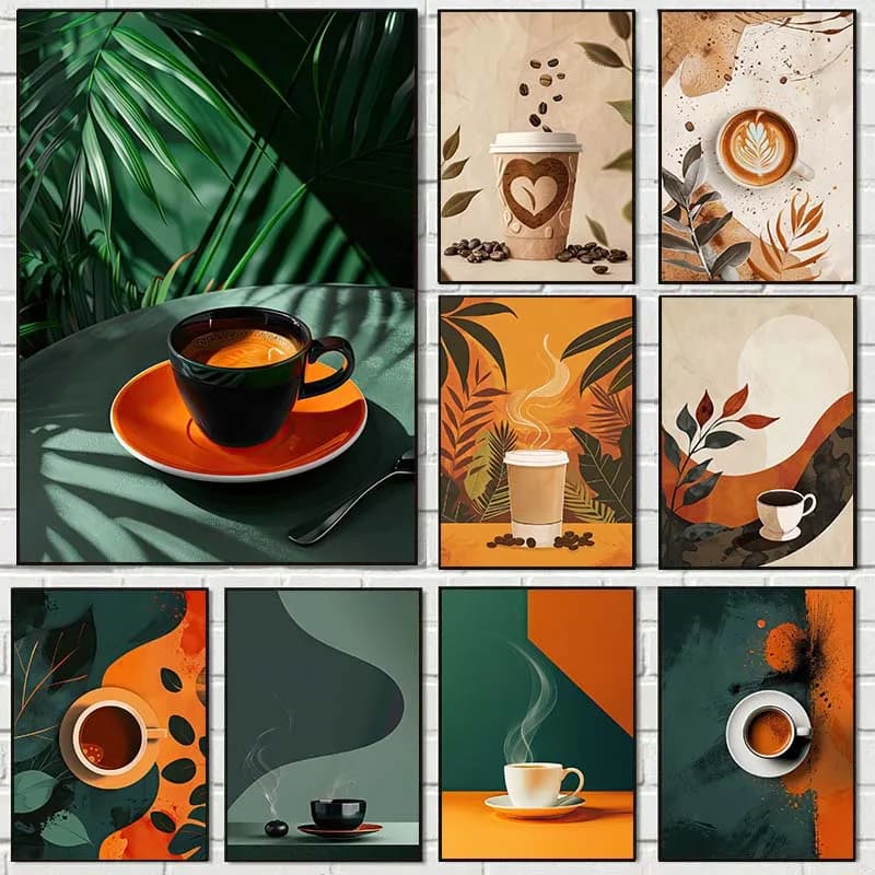 Modern Coffee Poster and Prints Canvas Painting Abstract Wall Art Pictures for Cafe Kitchen Living Room Home Decor No Frame