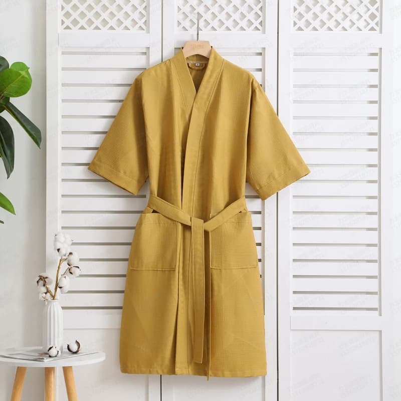 Men's long light kimono bathrobe, cotton vests, absorption after shower, nightwear, strong sizes, summer