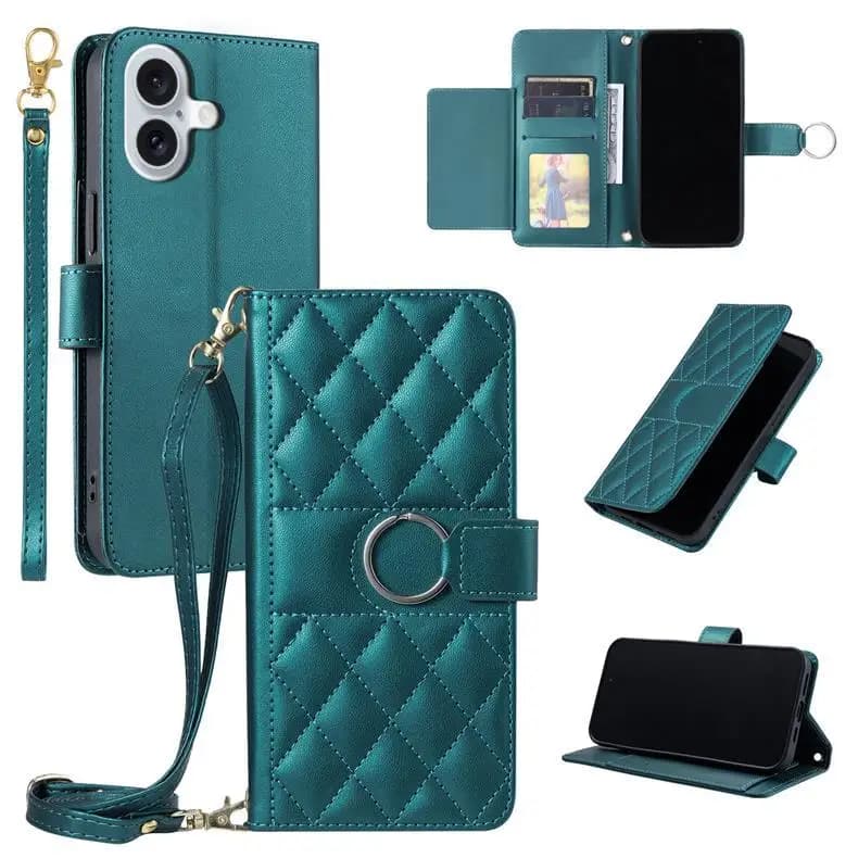 Custodia a Portafoglio in Pelle con Anello e Tracolla per Xiaomi POCO X7 Pro 5G X6 X5 X3 NFC F7 F6 F5, con Laccetto da Polso e 5 Slot per Carte, Cover Flip