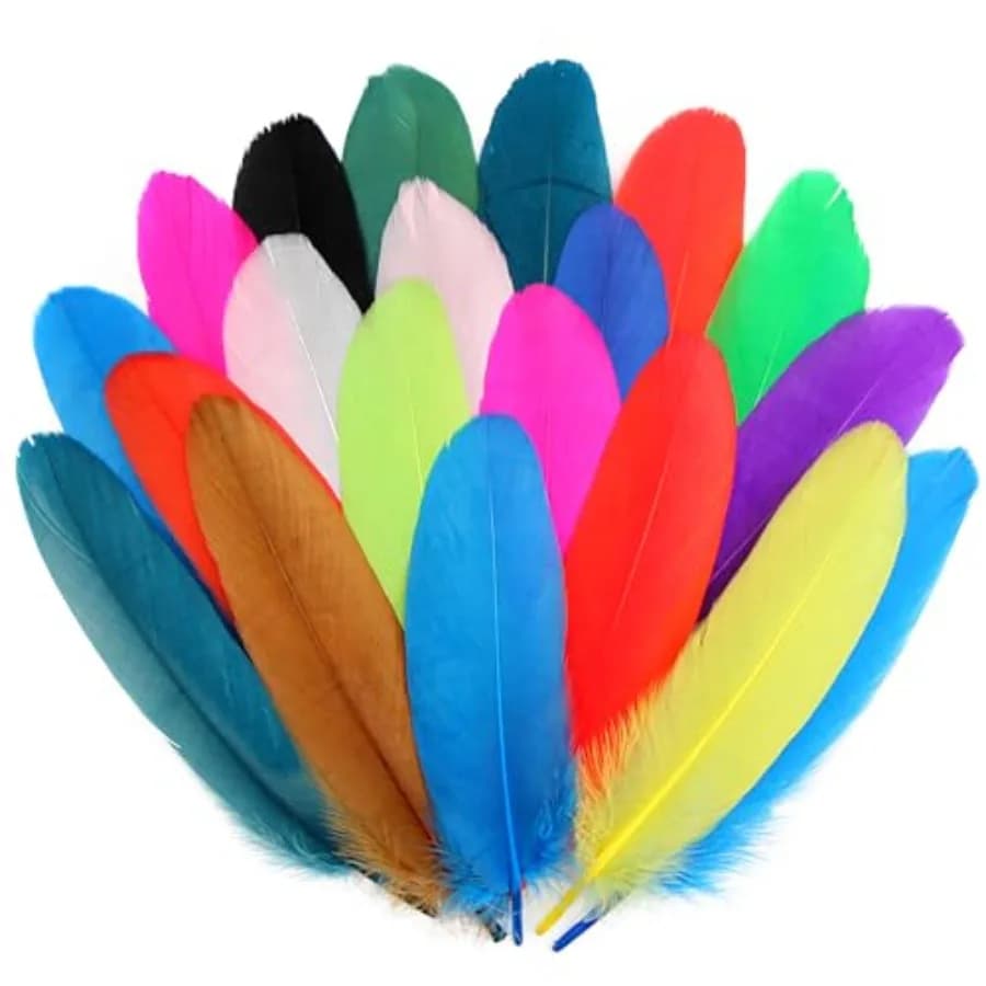 300pcs Colorful Goose Feathers Natural Bulk, 5-7inch Bulk Natural Feathers for DIY Crafts Dream Catchers, Angel Wings and Weddi