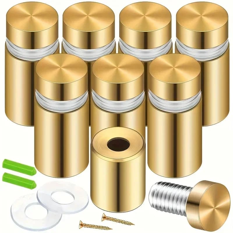 8PCS Gold Stainless Steel Advertising Nails/Mirror Screws for Glass/Acrylic Signage Display‌
