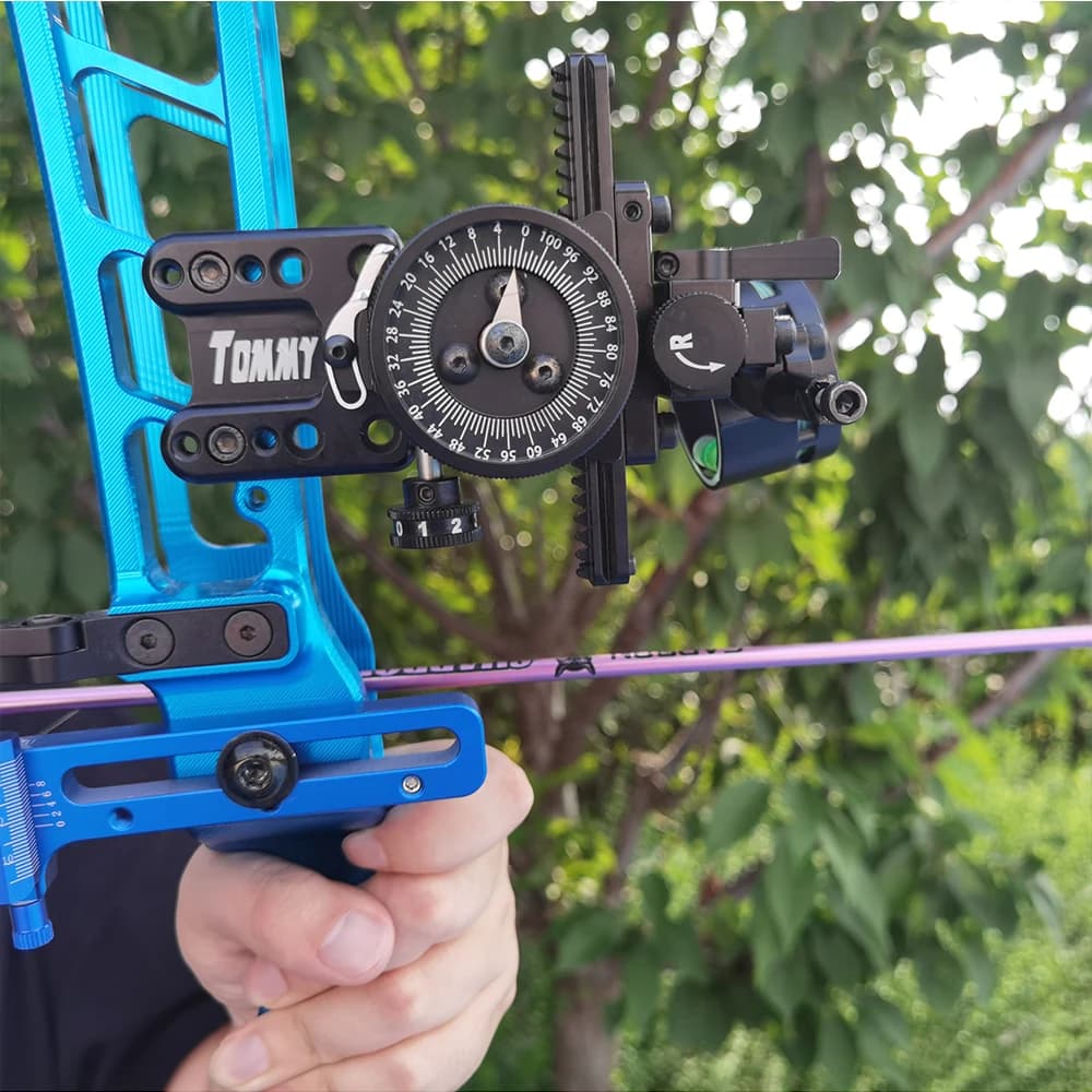 Compound Bow Sight 4/6/8X Lens Right Hand Single Needle Aiming 0.019inch Optical Fiber Shooting Hunting Target Archery