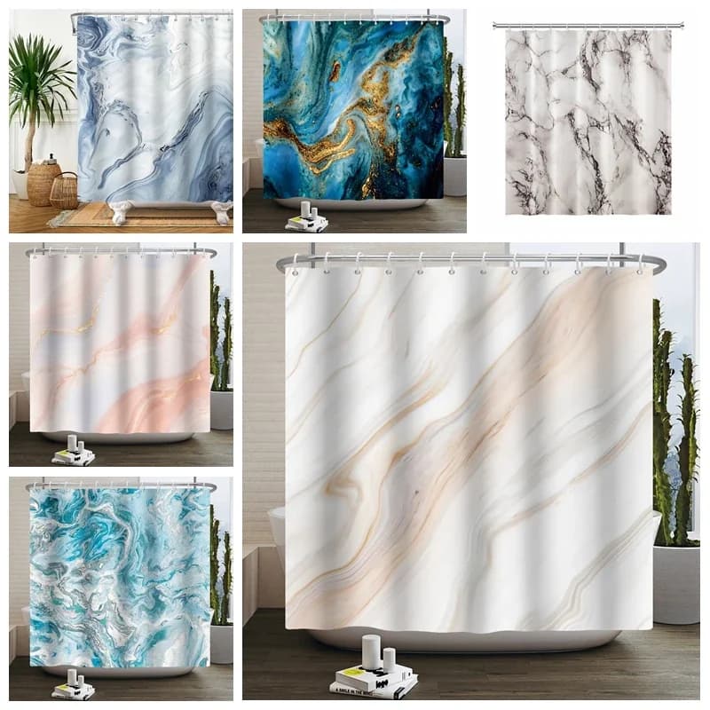 Tenda da bagno in marmo Tenda da doccia moderna astratta di lusso Tenda da doccia in tessuto impermeabile Tende da bagno con ganci180x200