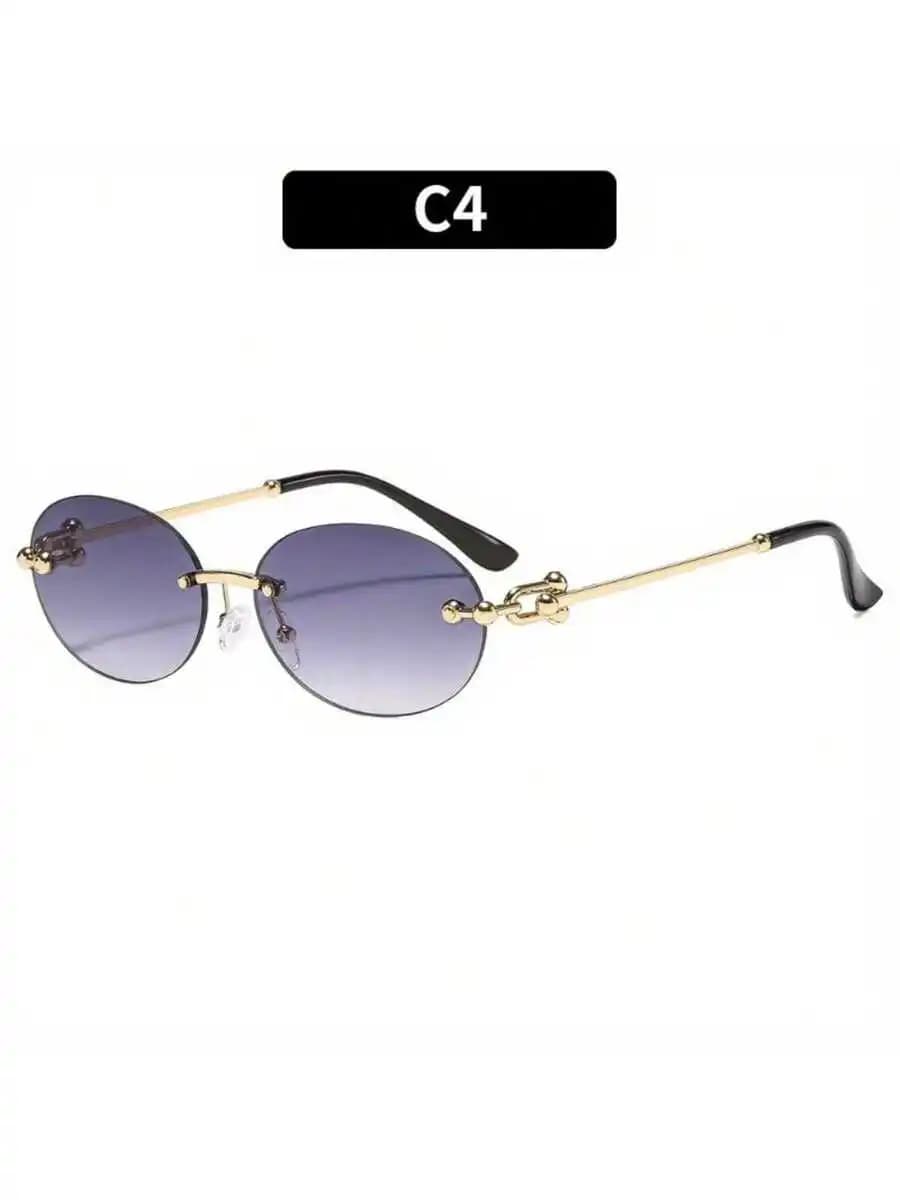 1 Piece/Set New Metal Frameless Oval UV-Protective Sunglasses Ins Summer Outdoor Sunglasses Personalized Sunglasses