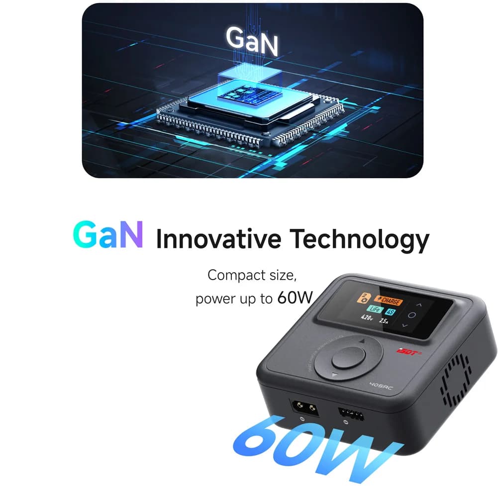 Intelligent charger ISDT 405AC 60W XT60 charger with 5W plug for 1~4S LiFe LiHv LiPo 1~7S Pb 1~12S NiMH/Cd battery
