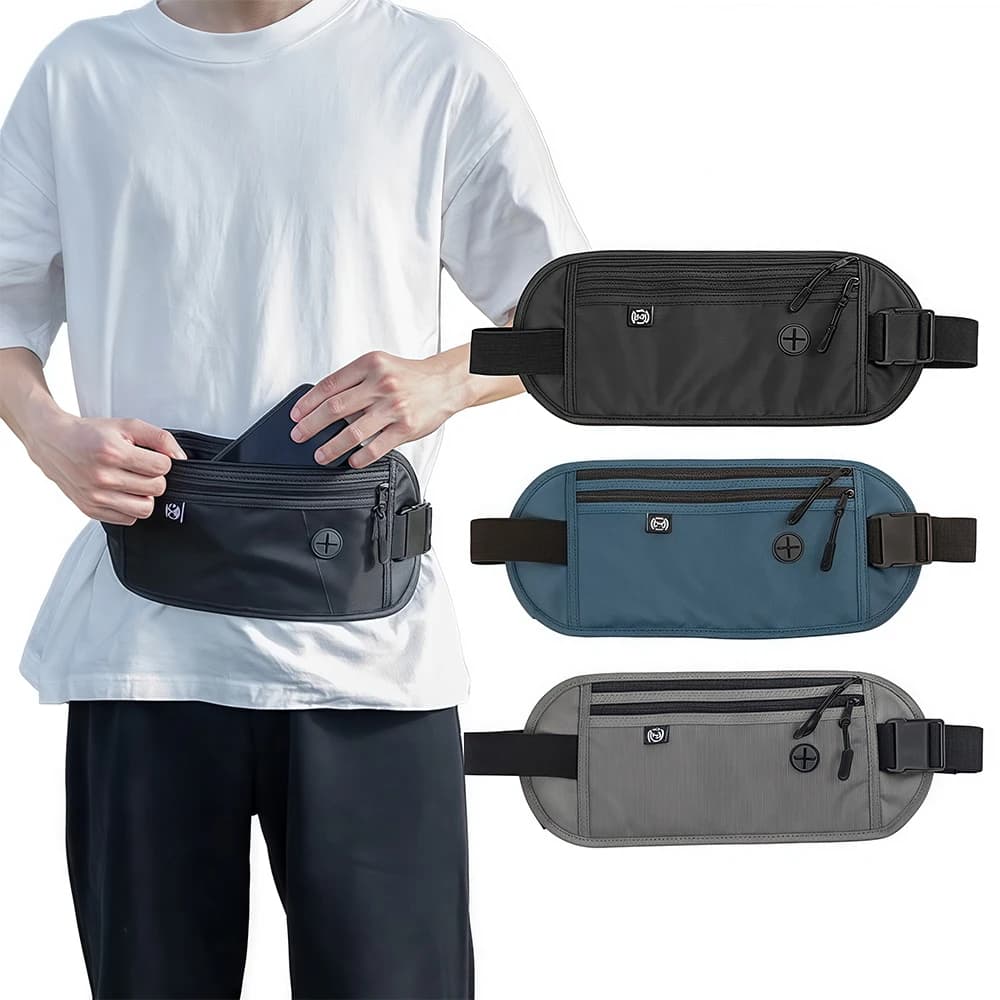 1 cintura per soldi da viaggio sicura, portafoglio da viaggio con blocco RFID nascosto sottopelo, portafogli per passaporto antifurto per uomo donna