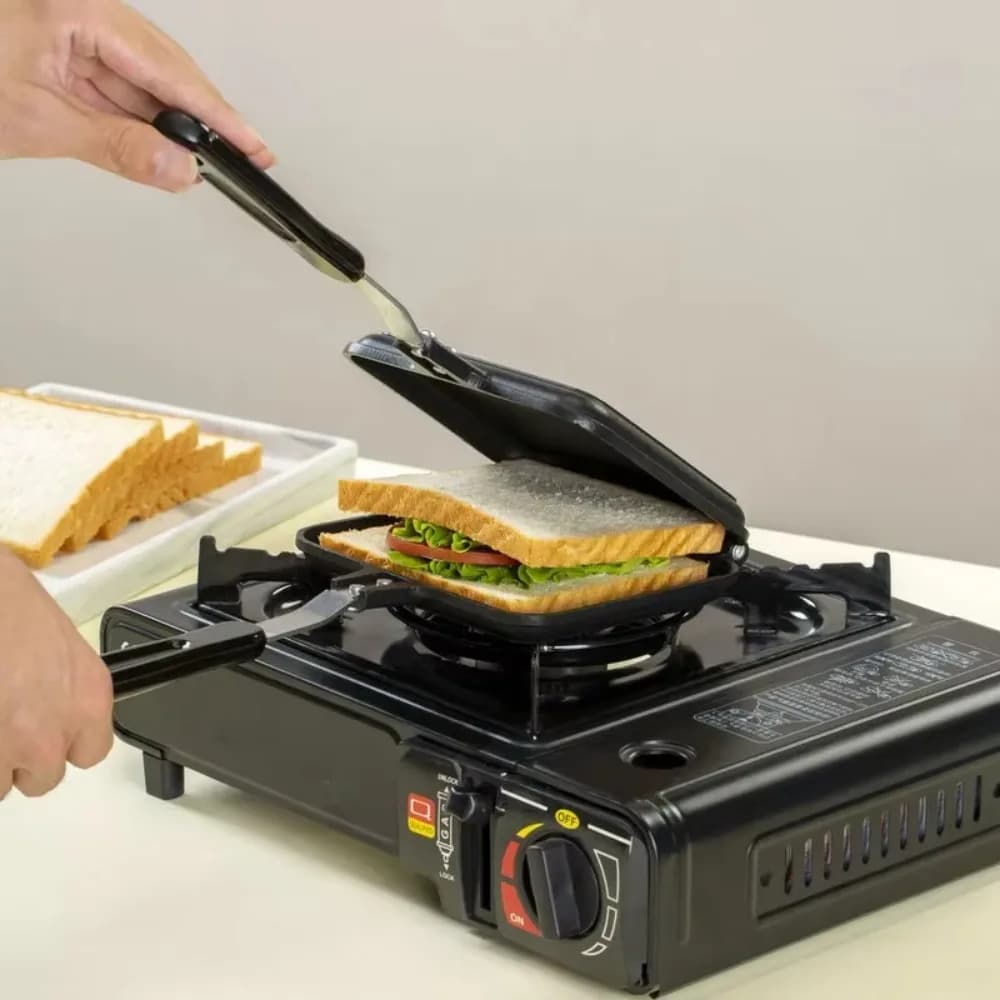 Durable Non-Stick Sandwich Maker Aluminum Alloy Double-Sided Toast Frying Pan Detachable Omelette Pan Barbecue