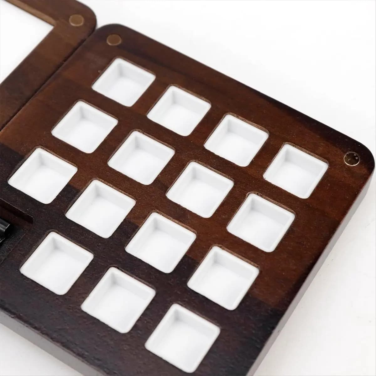 ABFW Wooden Portable Sketchbook Palette Mini 15 Grids Travel Paint Palette Portable Mini Tin Empty Watercolor Palette