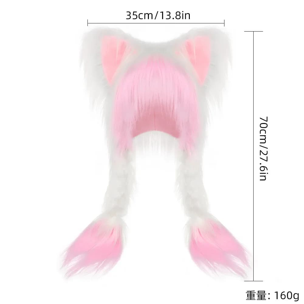 Cute 2D Cat Ear Plush Warm Hat Y2k Anime Style Ear Protection Cap for Autumn Winter