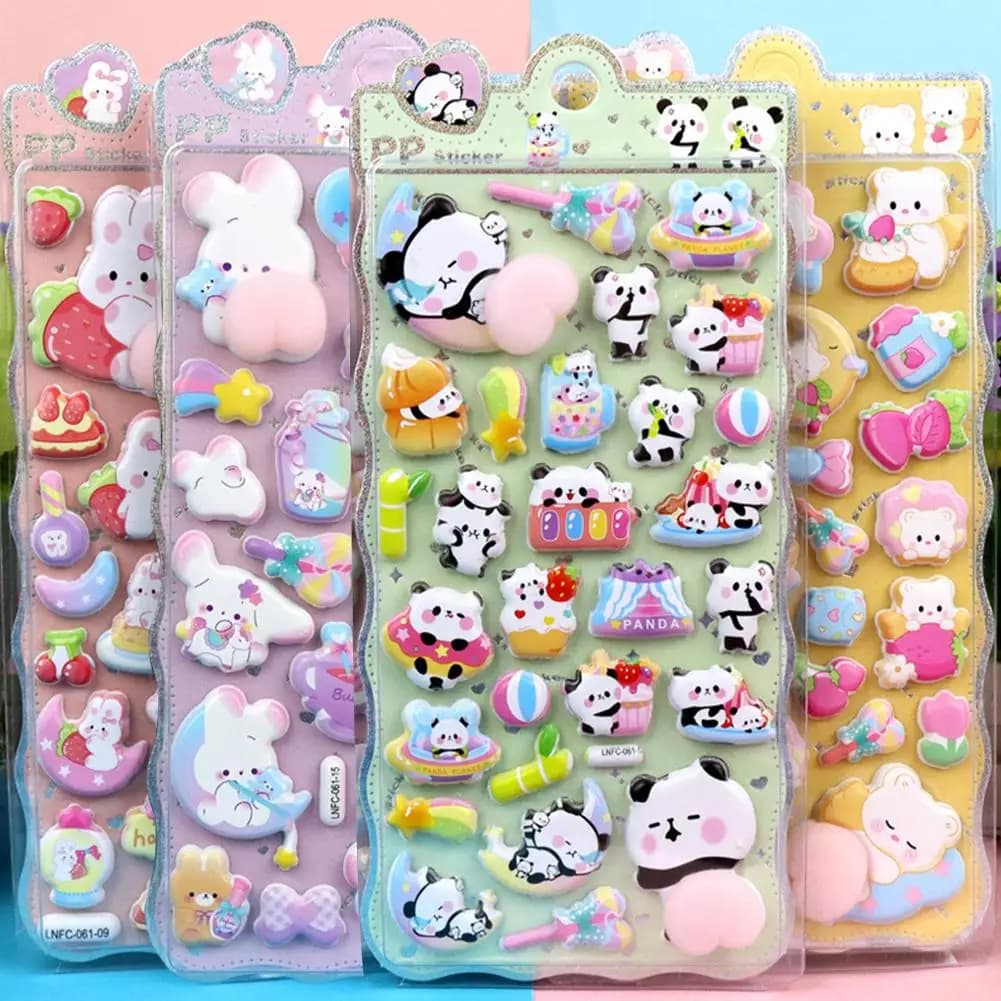 1 foglio 3D animale carino adesivi di testa sollievo dallo stress coniglio panda orso per album fai da te custodia per telefono chitarra decalcomania del computer portatile 2026 nuovo