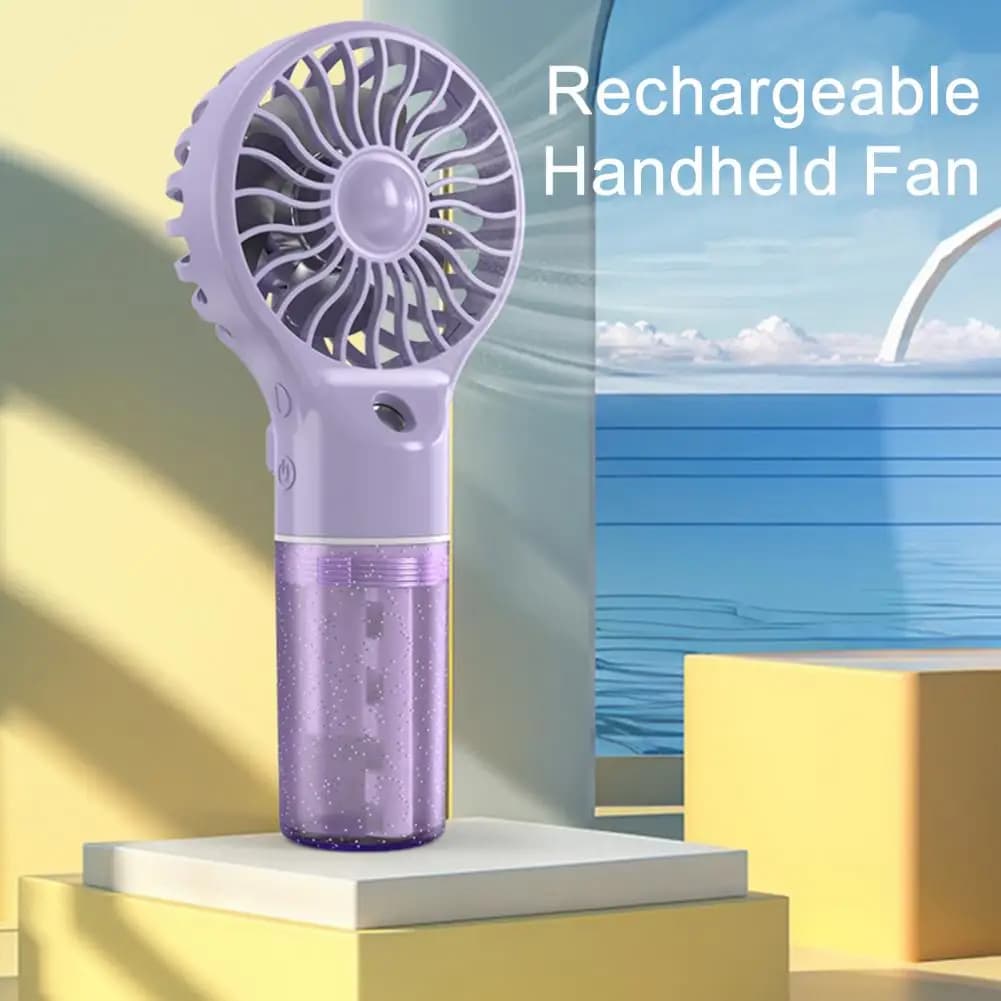Ventilatore portatile con nebulizzatore rinfrescante - Ricaricabile tramite USB, umidificatore d'acqua ultra compatto - Ideale per uso personale all'aperto