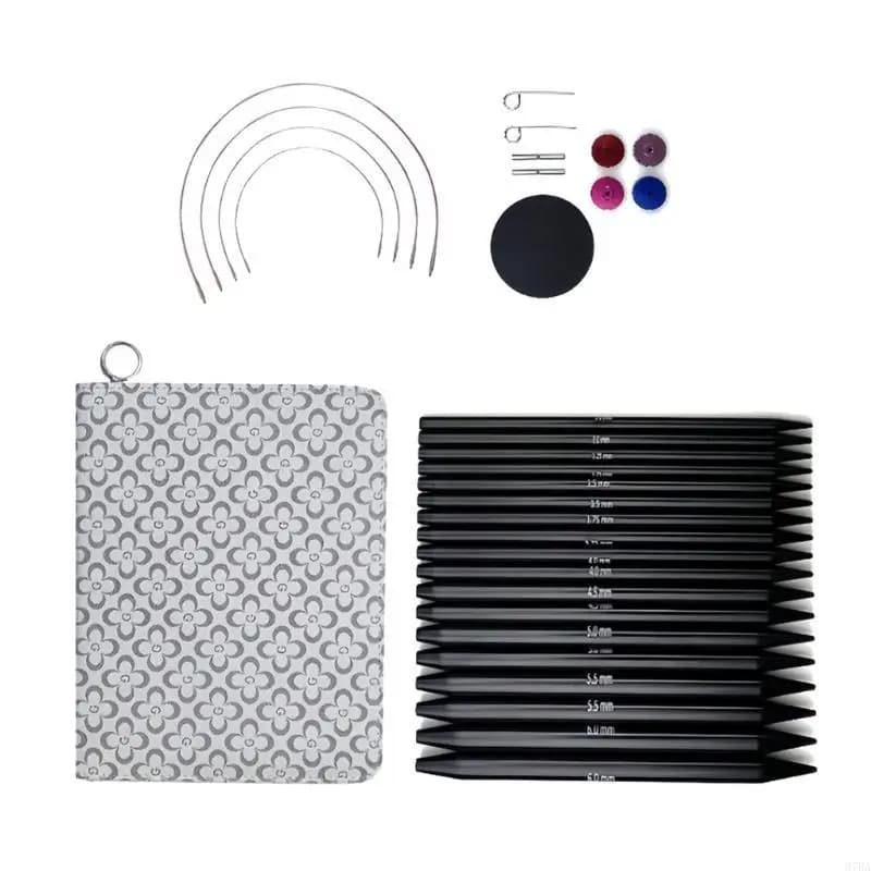 97BA Set circolari in alluminio da 9 paia con custodia con cerniera da maglia intercambiabili in alluminio da 3,0