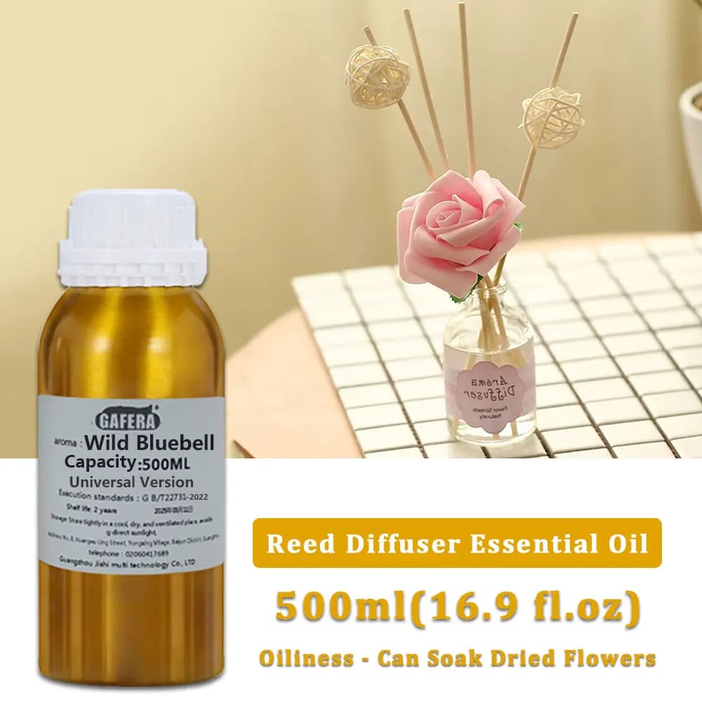 GAFERA 500ml (16.9 fl.oz) Bluebell Essential Oils, Hotel Diffuser Replenish Aroma Oil For Reed Diffuser & Flameless Aromatherapy