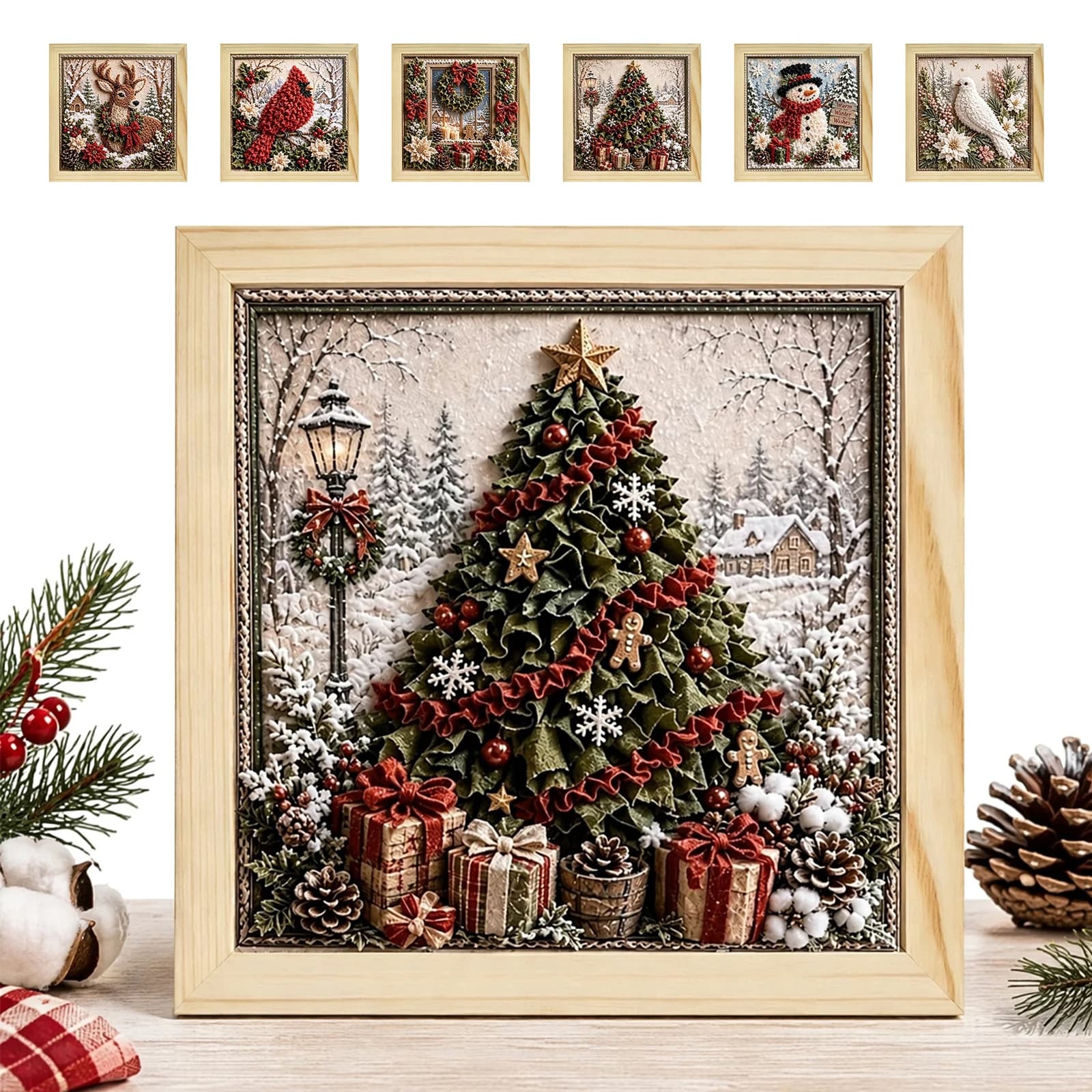 Christmas Needle Craft DIY Fabric Art Kit Festive Textile Art Holiday Home Decor Beginner Embroidery