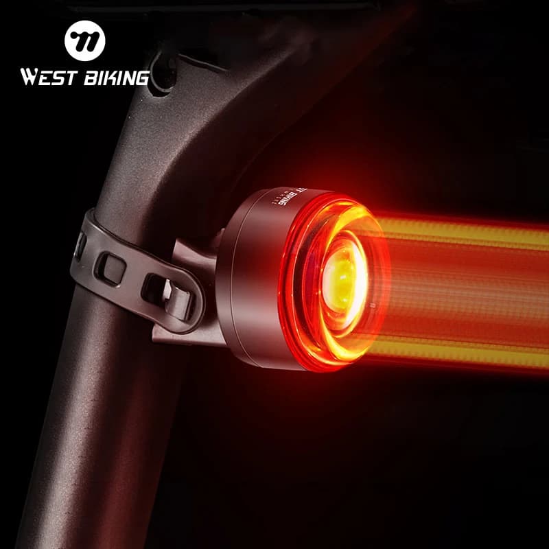 WEST BIKING Intelligent Rear Light with Brake Sensor, Colorful Bicycle Light with Curved Surface