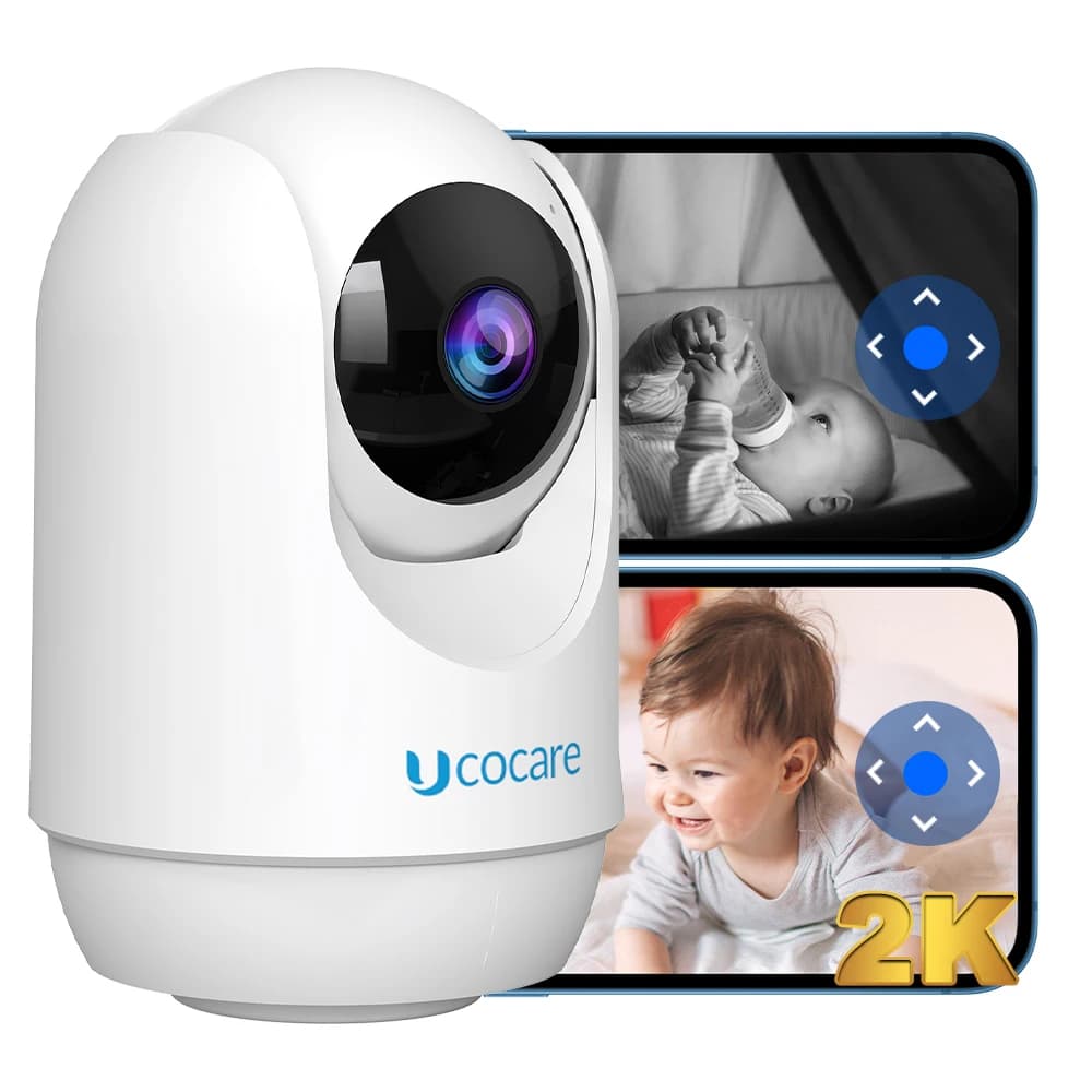 UCOCARE Baby Monitor 4MP Video Visione notturna Monitoraggio della temperatura PTZ Audio bidirezionale Conversazione Baby Nanny Telecamera di sicurezza