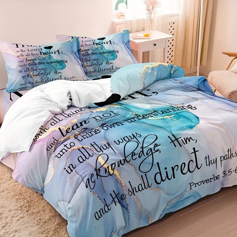 Set copripiumino 3 pezzi, set biancheria da letto con stampa in marmo, copripiumino morbido e confortevole, per camera da letto, arredamento per la stanza degli ospiti, regalo fantastico per un amico