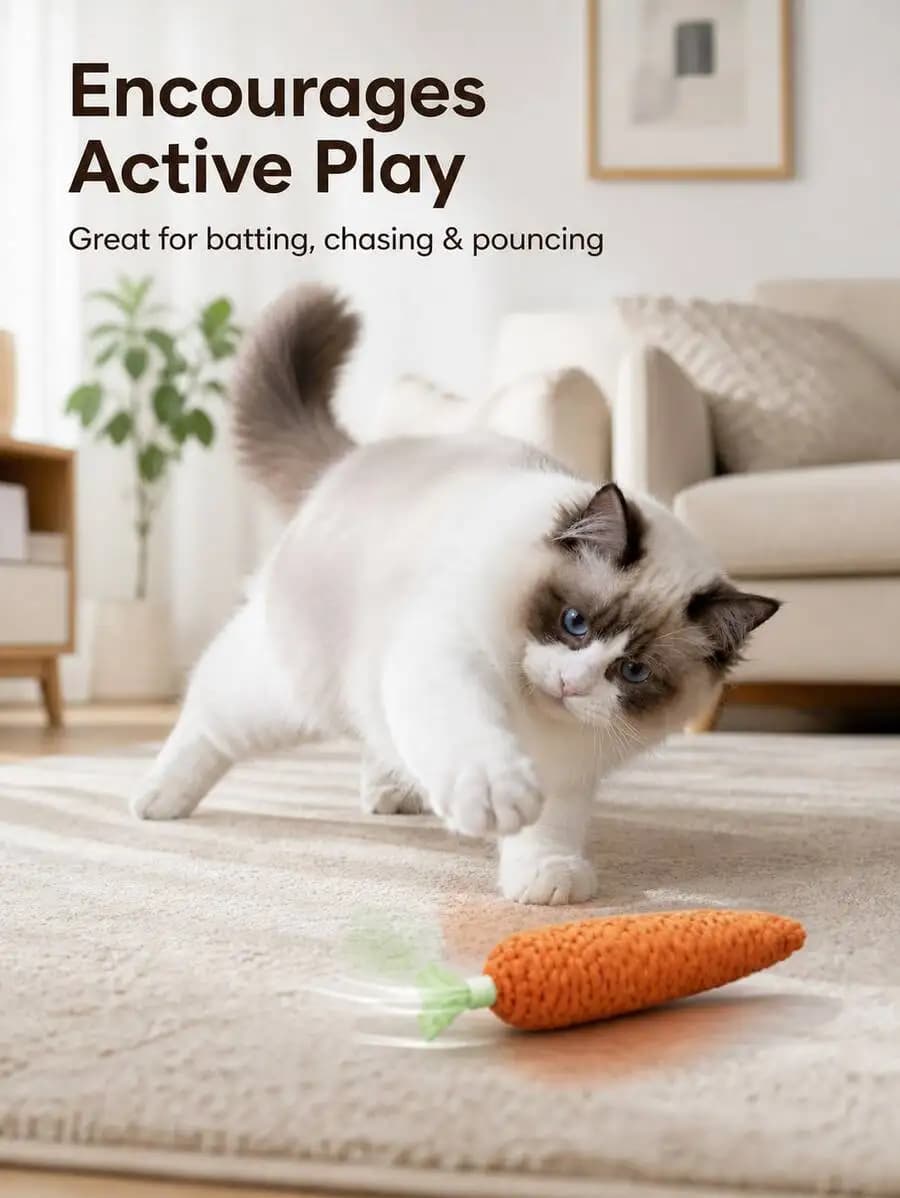 Cute Carrot Cat Toy Sisal Kick Toy Interactive Scratch Toy For Indoor Cats Batting Chasing Pouncing