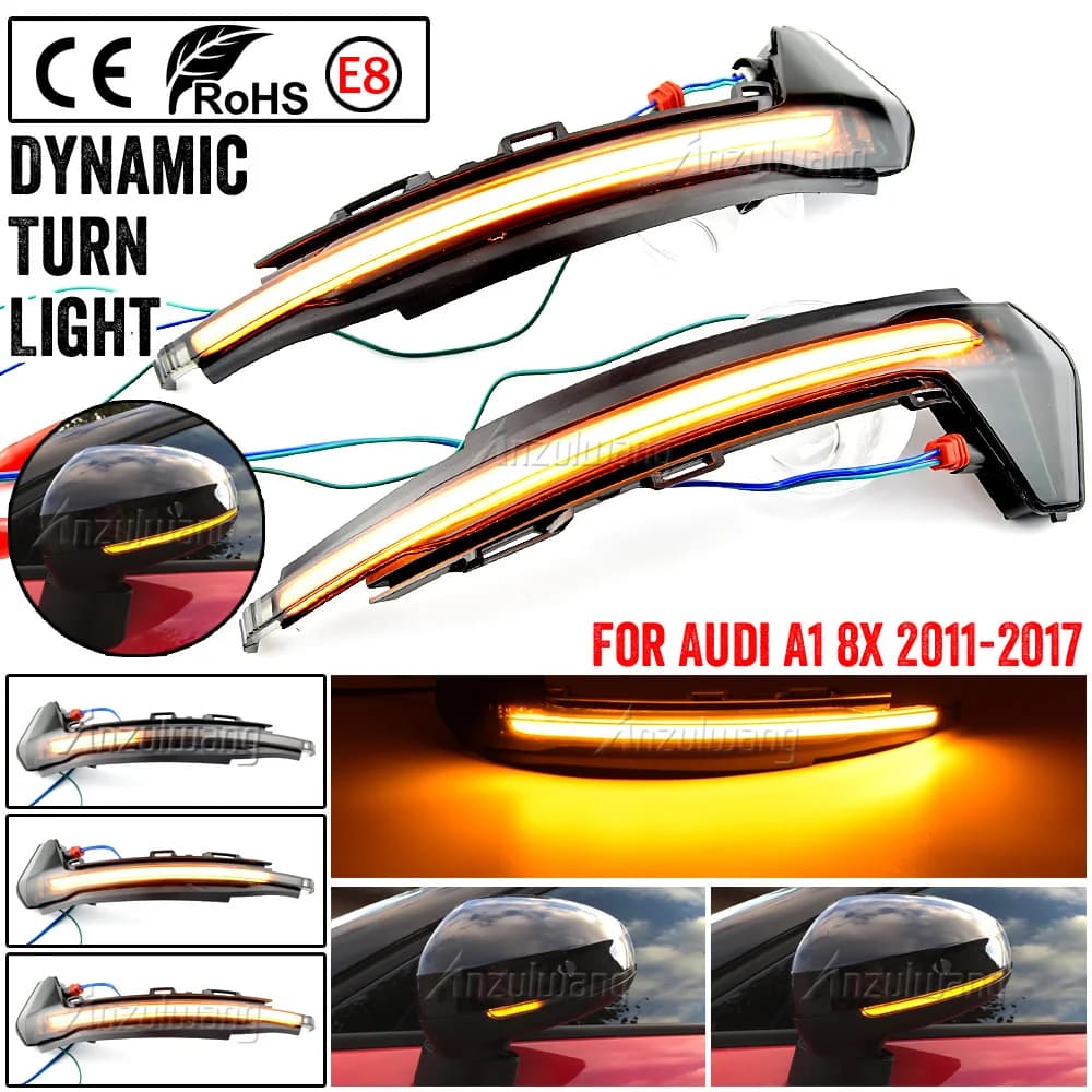 2x Indicatori di Direzione LED Dinamici per Specchietti Laterali, Lampeggianti Sequenziali a Freccia, Compatibili con AUDI A1 (8X) 2011-05.2018