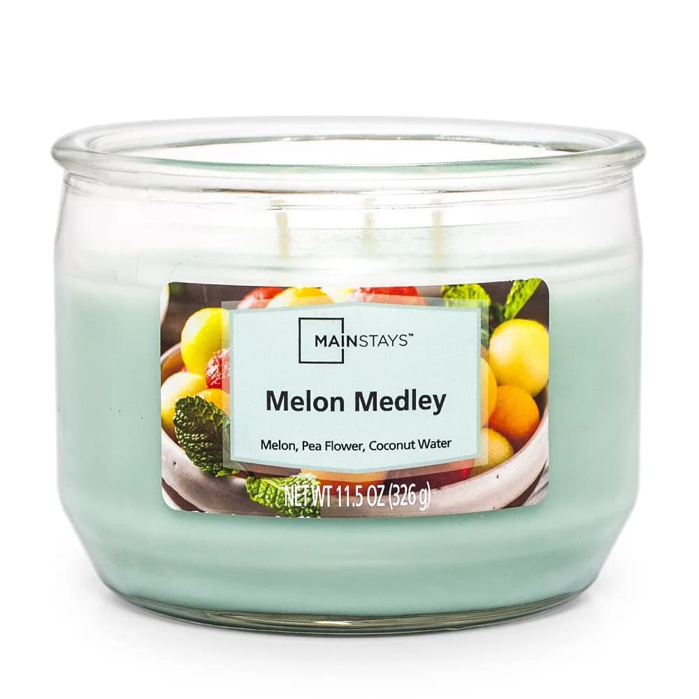 Mainstays Melon Medley Scented 3 Wick Candle, 11.5 oz.
