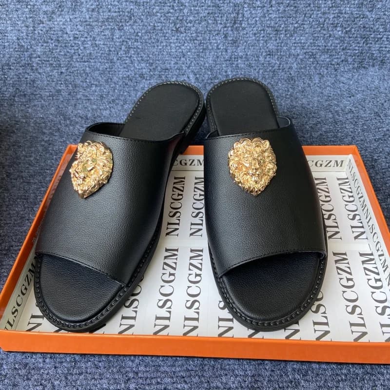 originals shoes brand black slippers for man slides peep toe summer luxury shoes for man casual business size38-48 half slippers
