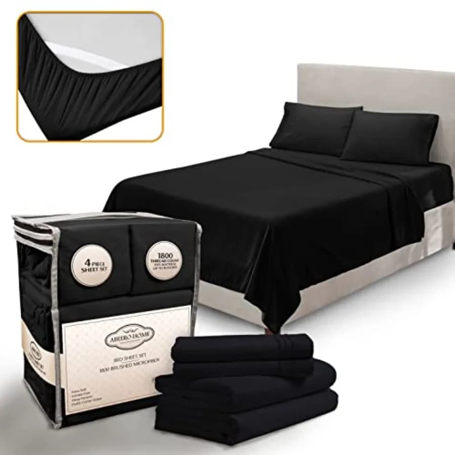 Set di Lenzuola - Lenzuola di Lusso per Hotel - Lenzuola Morbide e Rinfrescanti con Angoli Elasticizzati - Lenzuola in Microfibra con Tasche Profonde - Beddi