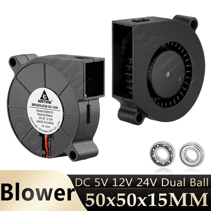 Ventola Gdstime 5015 24V 12V 5V con cuscinetti a sfera/manicotto, ventola per stampante 3D 50x50x15MM USB 4PIN 2PIN, ventola di raffreddamento turbo centrifuga da 50MM
