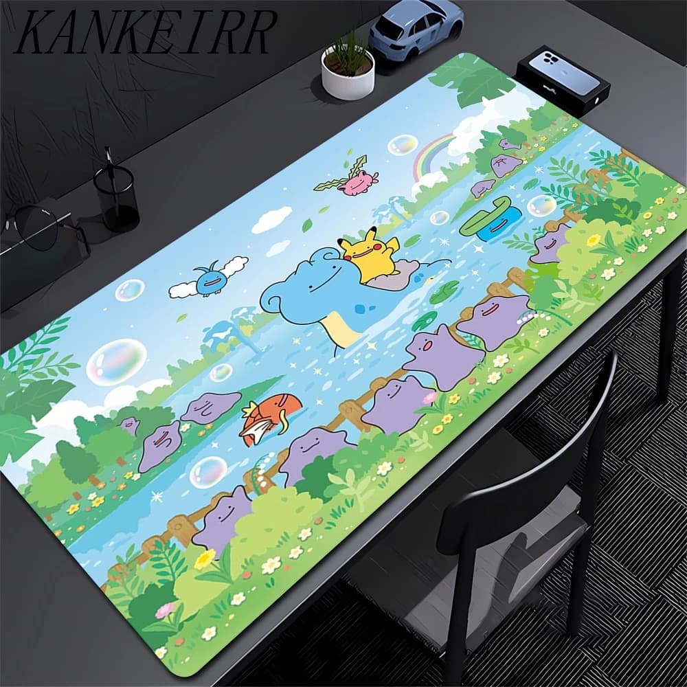 Tappetino per mouse Tastiera in gomma grande tappeto per mouse antiscivolo tappetino per mouse per giocatori laptop HD PC tappeto P-Pokemons Mousepad Kawaii