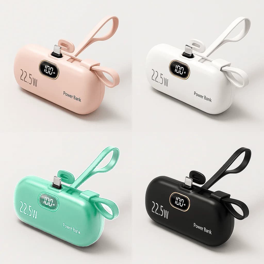 Power Bank Wireless 8000mAh Aggiornato 2025 con Ingresso/Uscita USB-C, Mini Caricabatterie Portatile con Display LCD Digitale, Batteria Esterna Sicura per iOS Android, Casa, Dormitorio, Ufficio, Caricatore di Emergenza per Telefono